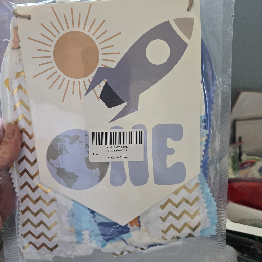 Rocket and Sun Themed Party Banner
